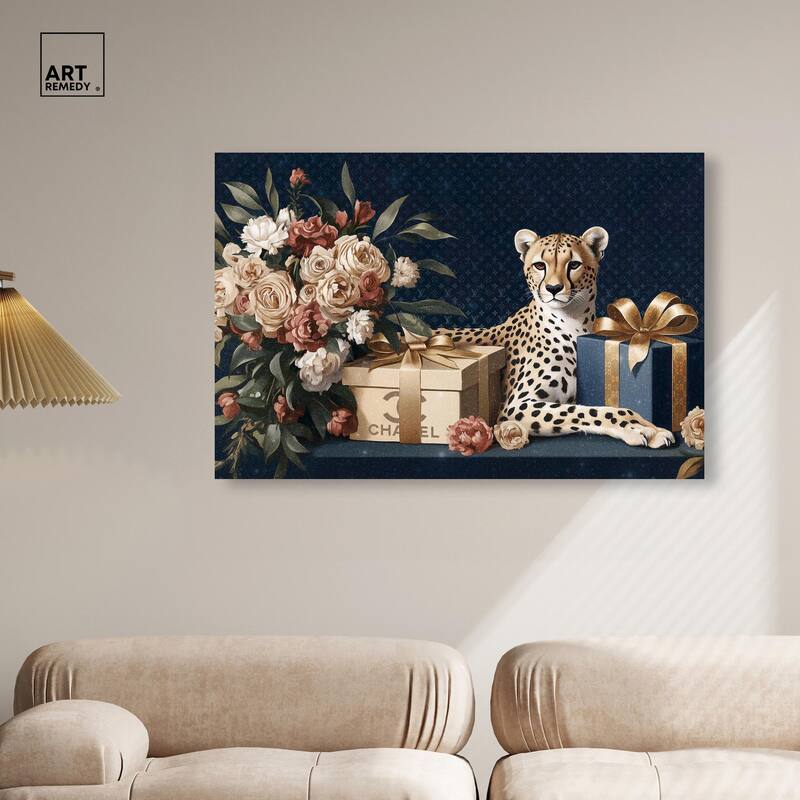 Cheetah Glam Gift Boxes Canvas by Art Remedy, Gallery Wrapped
