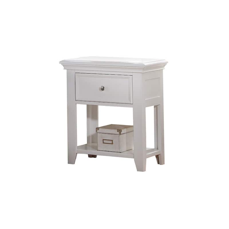 Victorian Nightstand - Elegant Bedside Table with Drawer Storage - Home Stock White Finish