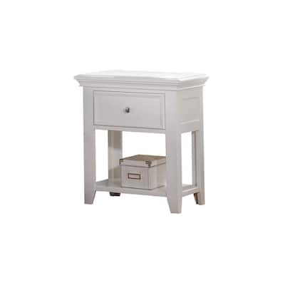 Victorian Nightstand - Elegant Bedside Table with Drawer Storage - Home Stock White Finish