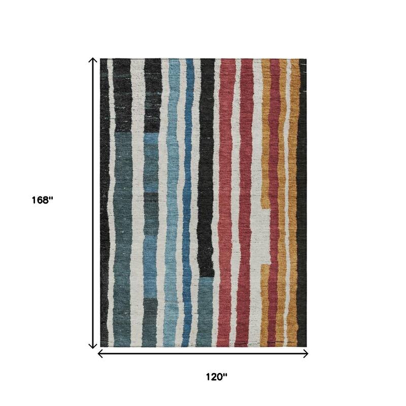 HomeRoots Striped Transitional Rectangle Outdoor Rug