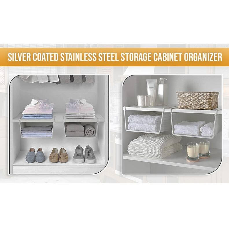 Under Shelf Basket, Mesh Stainless Steel Storage Under Cabinet Hanging Basket, Pack-1