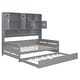 preview thumbnail 6 of 12, Full Wooden Daybed With Size Trundle and All-in-One Cabinet, Grey