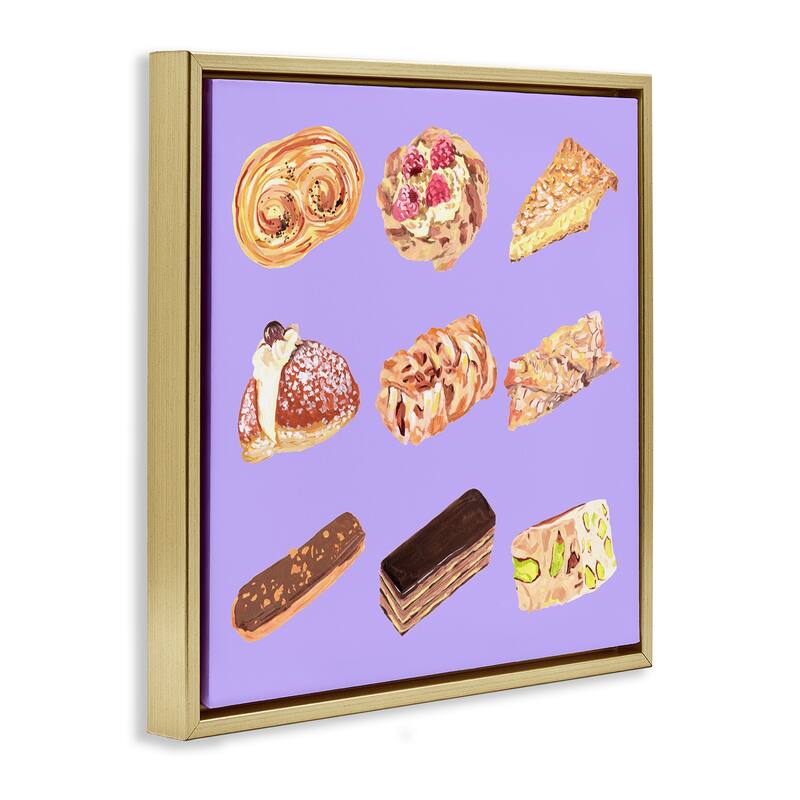 Stupell Bakery Goods on Purple Framed Floater Canvas Wall Art Design By Melissa Wang