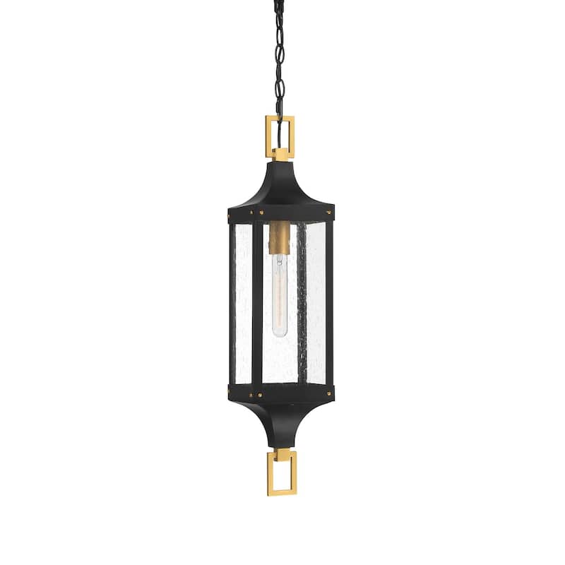 Savoy House 5-277 Glendale 7" Wide Outdoor Mini Pendant - Matte Black / Brushed Brass