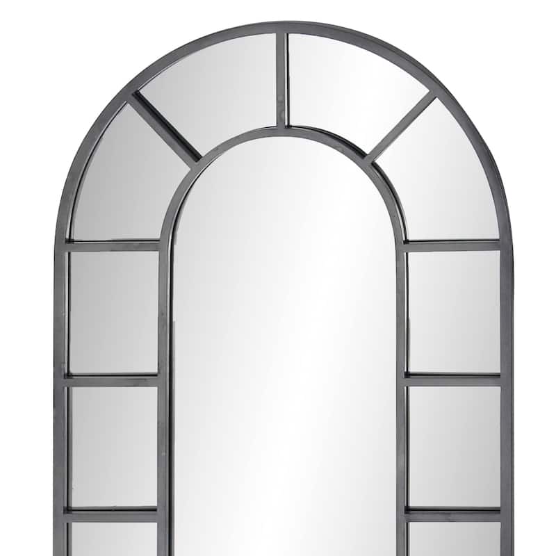 Black or Gold Metal Window Pane Inspired Room Wall Mirror with Arched Top
