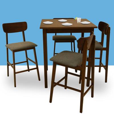 Zenvida Mid Century Counter Height Dining Table Set, Square Solid Wood Table and Chairs