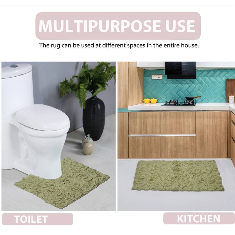 Bell Flower Bathroom Rug, Cotton Soft, Water Absorbent Bath Rug, Non Slip Shower Rug Machine Washable 24"x40" Rectangle