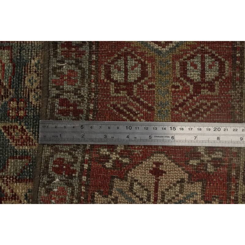 Hand Knotted Oriental 100% Wool Carpet Traditional Floral Navy Blue & Blues Bidjar Runner Rug - 11' 1'' X 3' 1''