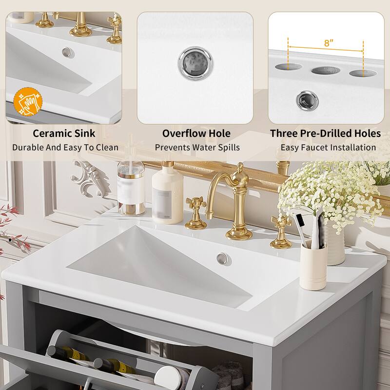 24"Bathroom Vanity Combo with Ceramic sink