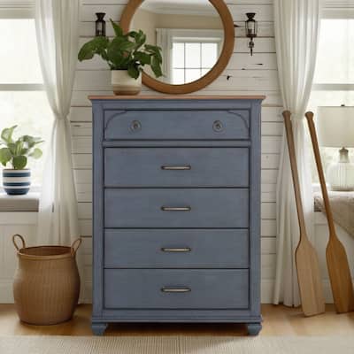 Bridgevine Home Americana Chest, No Assembly Required, Corduroy Blue Finish