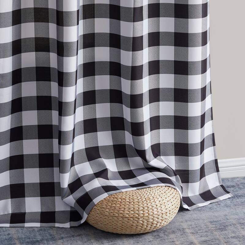 HLC.me Hilltop Buffalo Textured Light Filtering Grommet Lightweight Window Curtains Bedroom & Living Room, 2 Panels