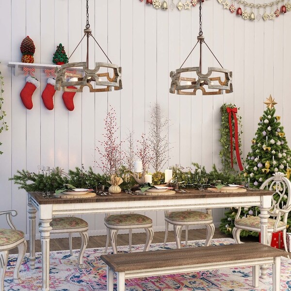 Handmade 3-lights Chandelier with Drum Farmhouse Pendant for Kitchen Island. Opens flyout.