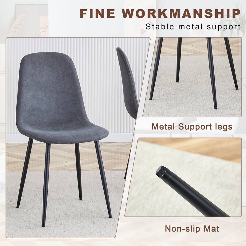 5-Piece Square Folding Dining Table Set, Wooden Lifting Dining Table with Dark Gray Linen Fabric Chairs for Small Spaces