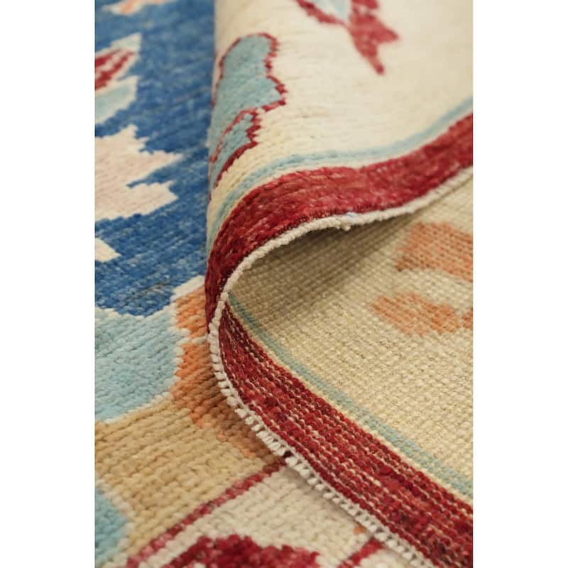 Hand Knotted Oriental 100% Wool Carpet Transitional Floral Navy Blue & Blues Oushak Area Rug - 10' 3'' X 8' 2''