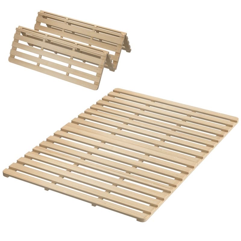 Solid Pine Wood Foldable Slatted Bed, Tatami Mat Floor Sleep Bedding