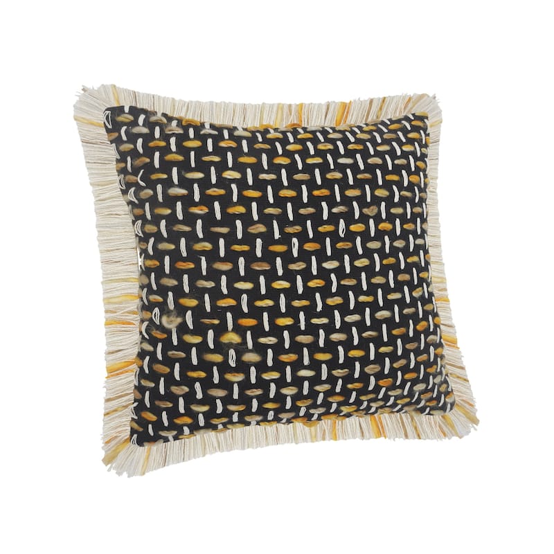 HomeRoots 20" X 20" Black Gold And White Polyester And Cotton Blend Geometric Zippered Pillow
