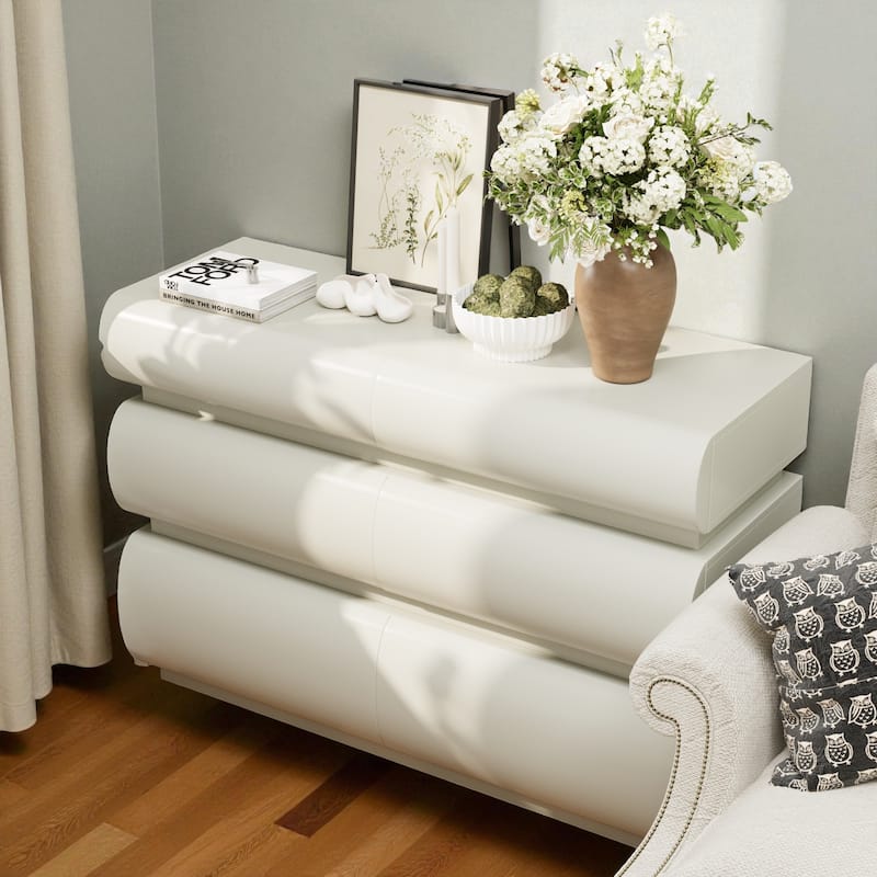 Modern 6-Drawer Dresser for Bedroom Handleless Chest Wide Storage Cabinet Minimalist MDF Drawer Organizer