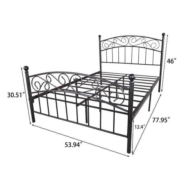 Metal Bed Frame Platform Mattress Foundation with Headboard and
