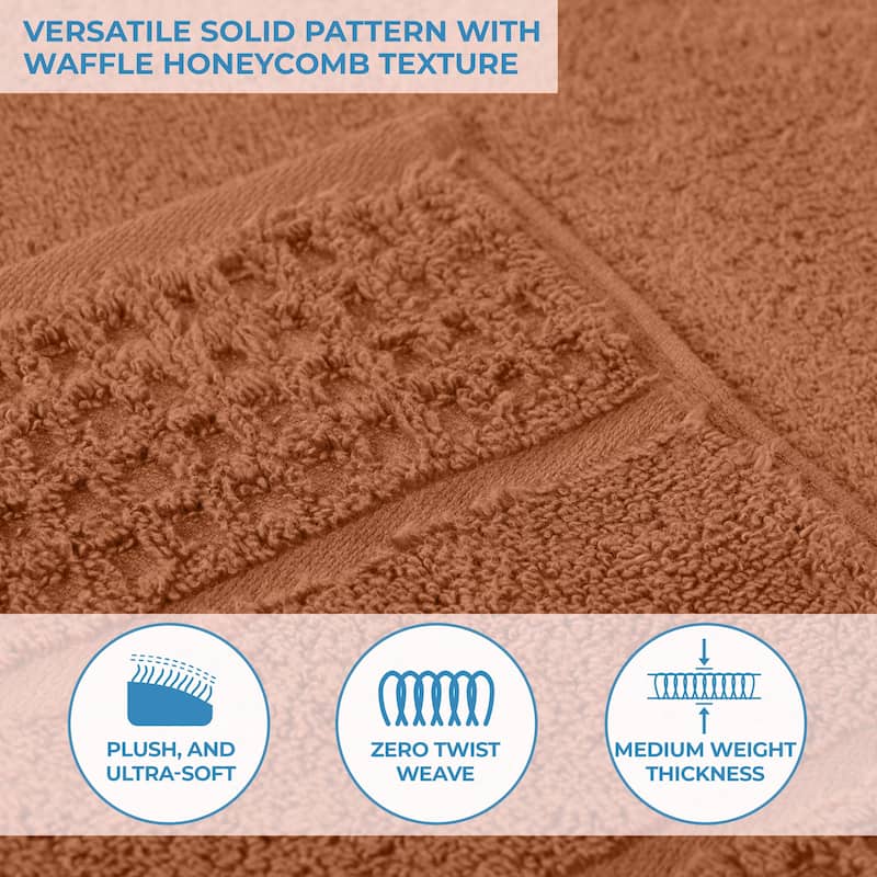 Superior Napa Zero Twist Cotton Waffle Face Towel Washcloth Set of 12