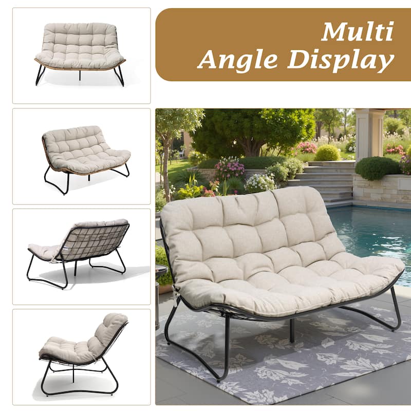 VredHom Double Papasan Loveseat Chair with Cushion Indoor Outdoor