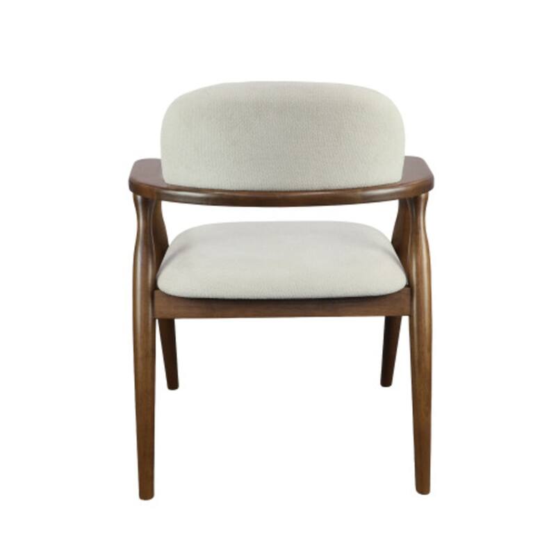 Christopher Knight Home - Mid-Cenutry Farmhouse Upholstered Wood Dining Chairs with Curved Backrest and Armrest, Set of 2