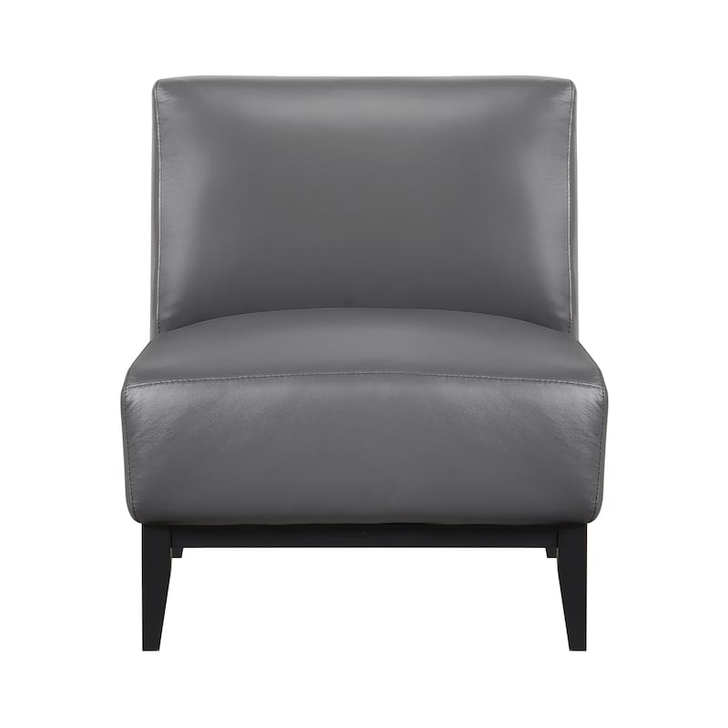 Hayes 28.5" Leather Accent Chair - Black Finish Solid Wood Legs