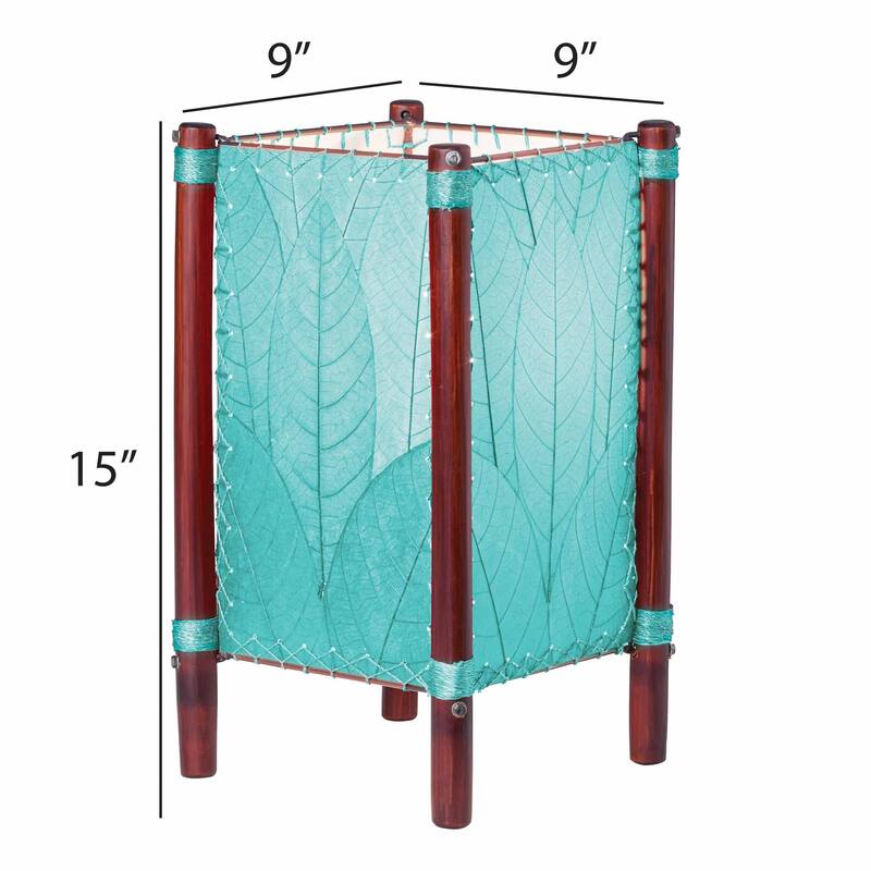 Eangee Handmade Fortune Table Lamp, Cocoa Leaves Shade, 9 x 9 x 15 in.