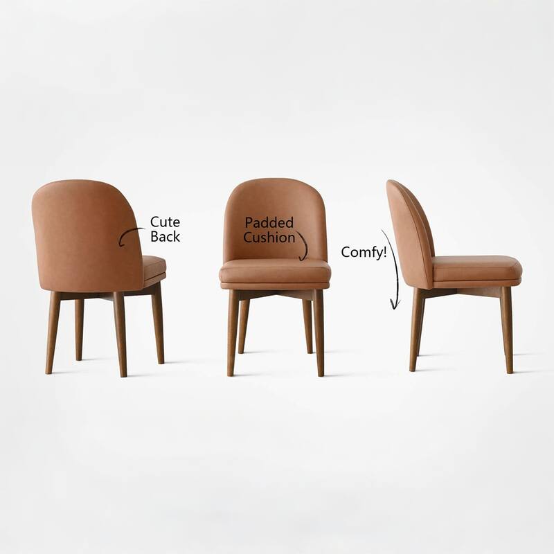 Faux Leather Upholstered Parson Chair(Set of 2)