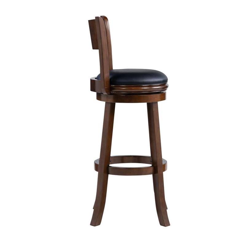 Milo Swivel Barstool Chair, Black Faux Leather, 34 Inch Extra Tall