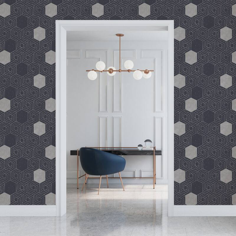 A-Street Prints Momentum Navy Geometric Wallpaper