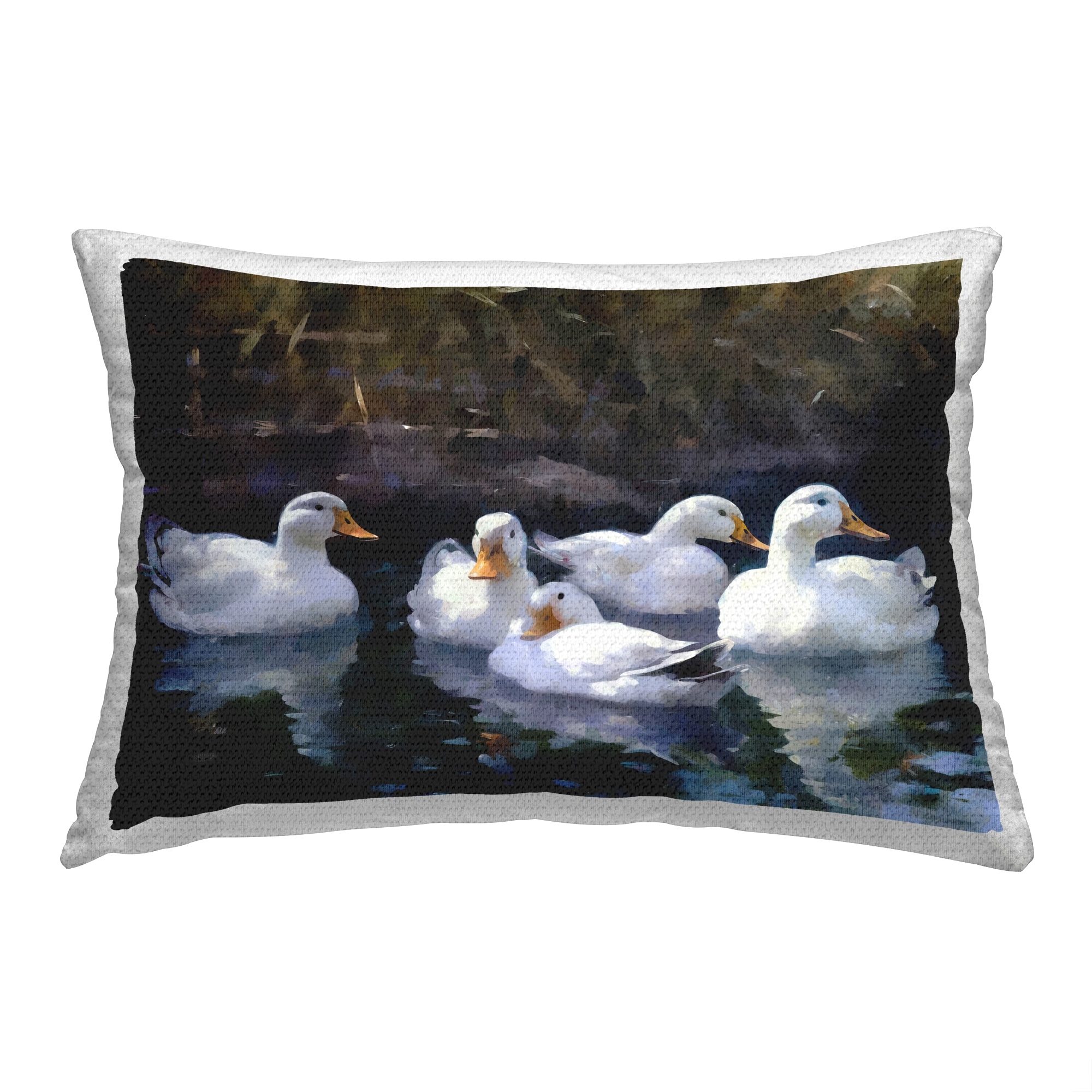 Stupell Ducks Swimming in Pond Printed Outdoor Throw Pillow Design by Ziwei Li