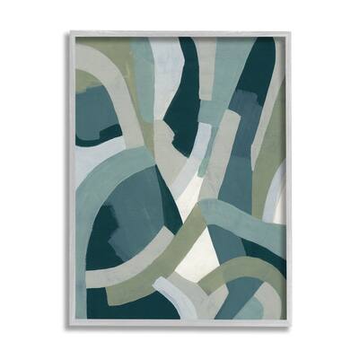 Stupell Layered Curved Shapes Abstract Green Limestone Framed Wall Art