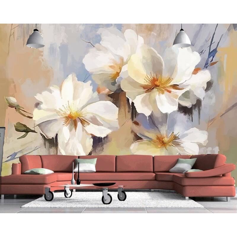 GK Wall Design Floral White Blossom Removable Wallpaper