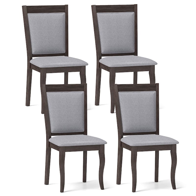 Costway Wood Dining Chairs Set of 2/4 with Rubber Wood Frame Padded - 4 PCS - Set of 4