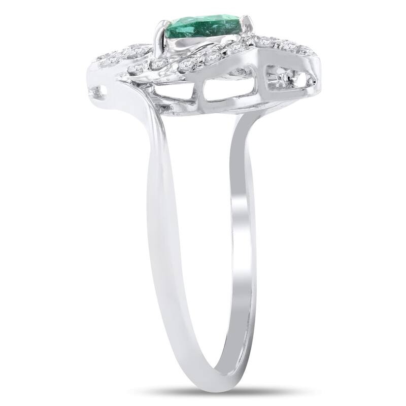 Auriya 18k White Gold 1/2ct Emerald and 3/8ct TDW Diamond Ring