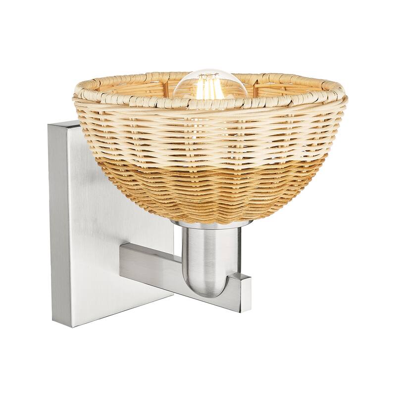 Innovations Lighting Downtown Urban - Natural Ballston Dome - 1 Light 7" Wall-mounted Sconce with Basketweave Shade