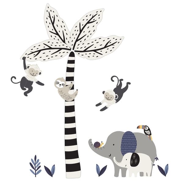 slide 2 of 4, Lambs & Ivy Jungle Party Monkey/Elephant/Tree Nursery Wall Decals/Stickers