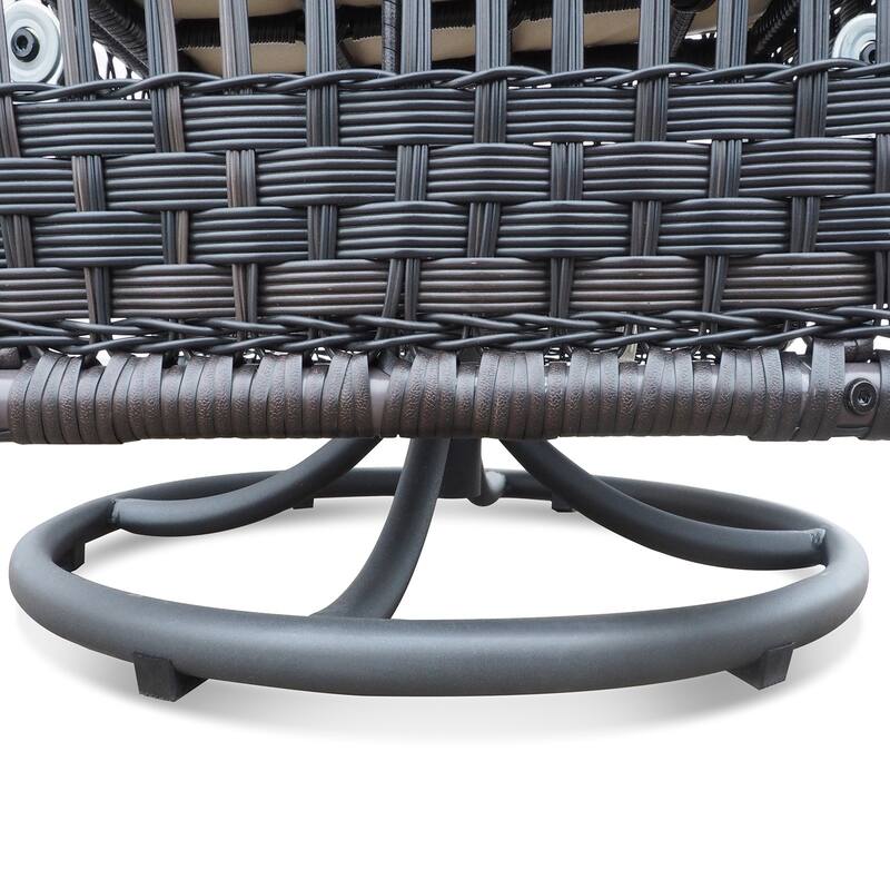 Outdoor Patio Conversation Swivel Rocker Chairs Set of 2 with Rattan Side Table