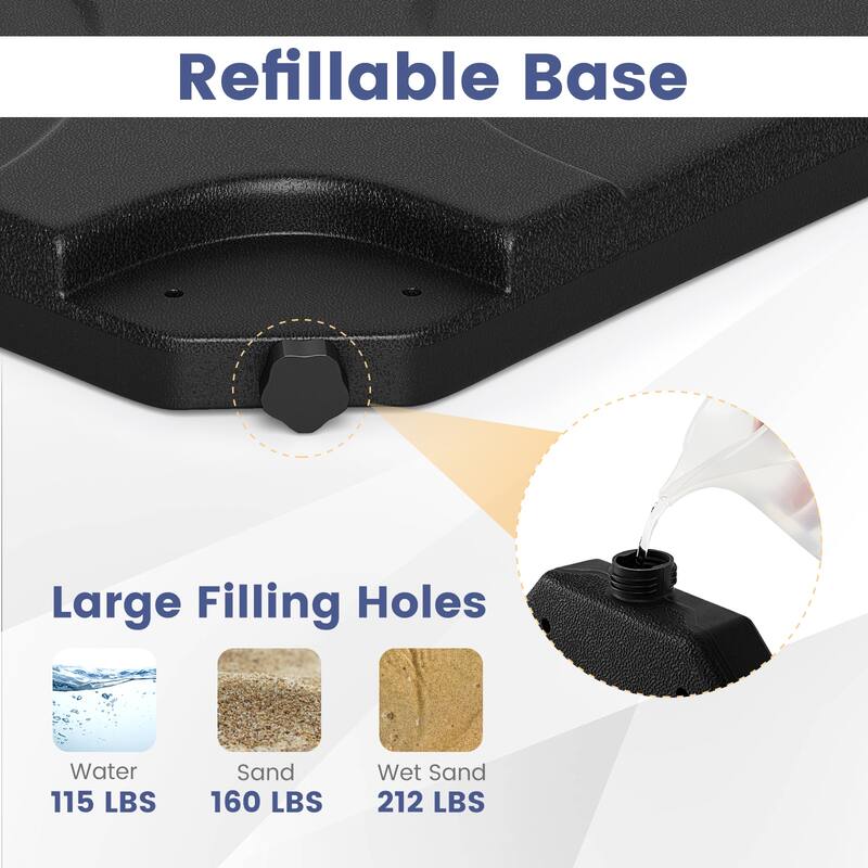 Costway 20" Patio Offset Umbrella Base Stand Water Filled Base Weights - See Details