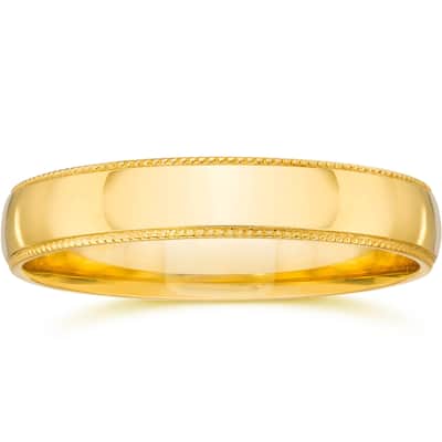 Milgrain Edge Wedding Band Yellow Gold