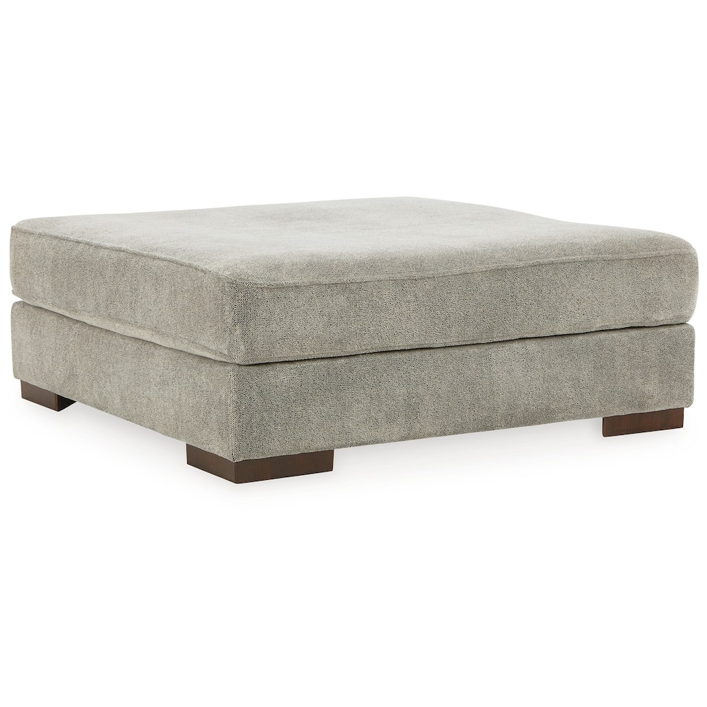 Nexy Oversize Ottoman, Modern Style Smoke Gray Chenille 51 Inch Square