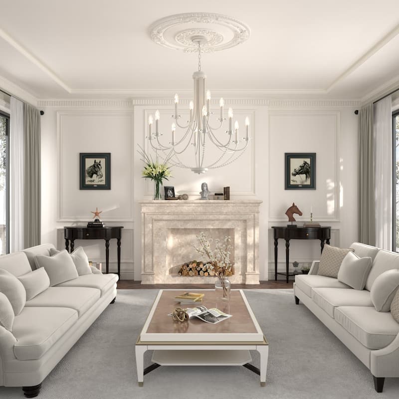 Acroma 12-light 33.5 In Modern White French Country Candle Chandelier - 33.5"D*127.5"H