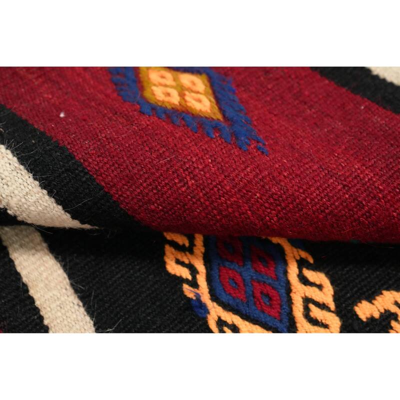Hand Woven Oriental 100% Wool Carpet Southwestern Tribal Red Kilim Area Rug - 9' 4'' X 5' 4''