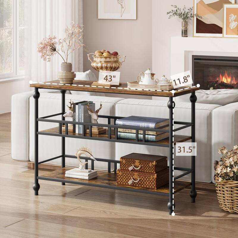 3-Tier Entryway Table with Storage and Metal Frame