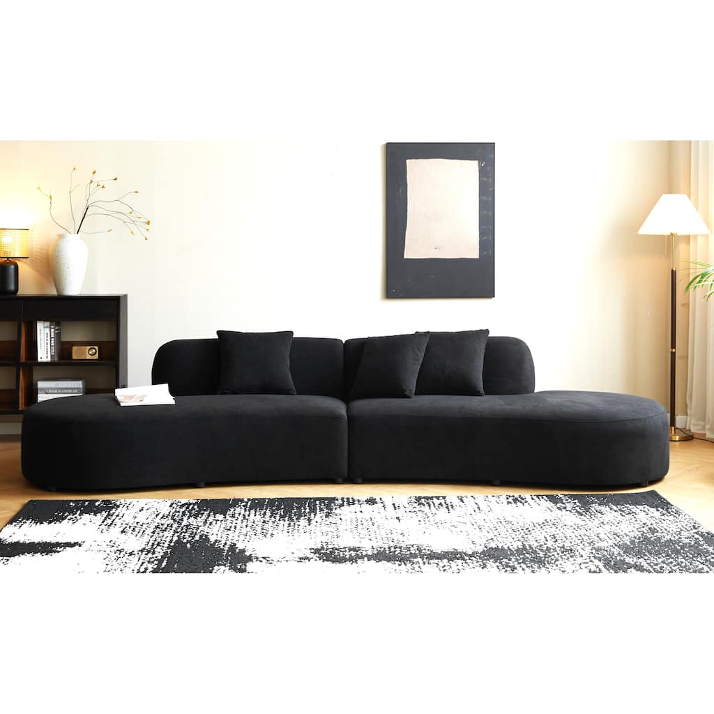 US Pride Furniture 132.3 inch Large Size Elegant Half Moon Design Curved 6-Seat Sofa with High-Density Foam Filled