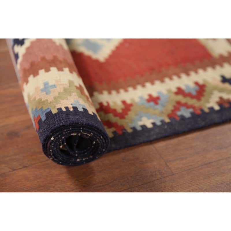 Vegetable Dye Kilim Qashqai Persian Antique Runner Wool Carpet - 2'9"x 13'1"