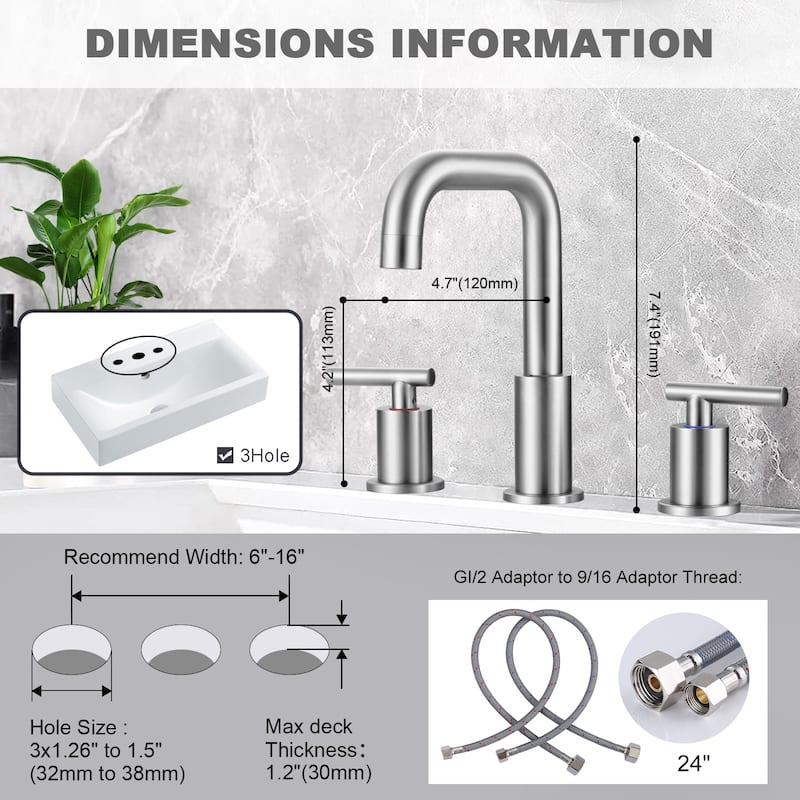 WOWOW 8-inch Dual Handle Widespread Bathroom Faucet