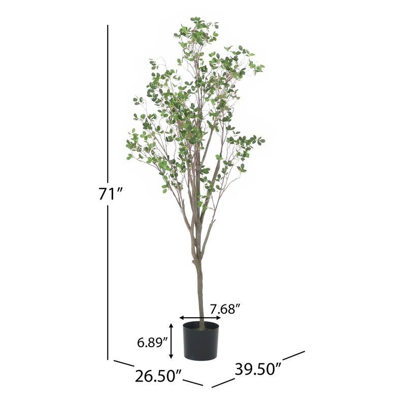 Deso Artificial Milan Leaf Bonsai, Rich Green Oval Leaves 71 Inch