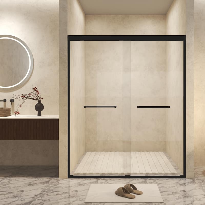 GDFStudio - Alden Adjustable Frameless Double Sliding Shower Door for Modern Bathroom Spaces