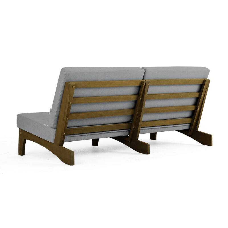 3 Seat Wood 64" W Cushioned Outdoor Patio Sofa with Coffee Table